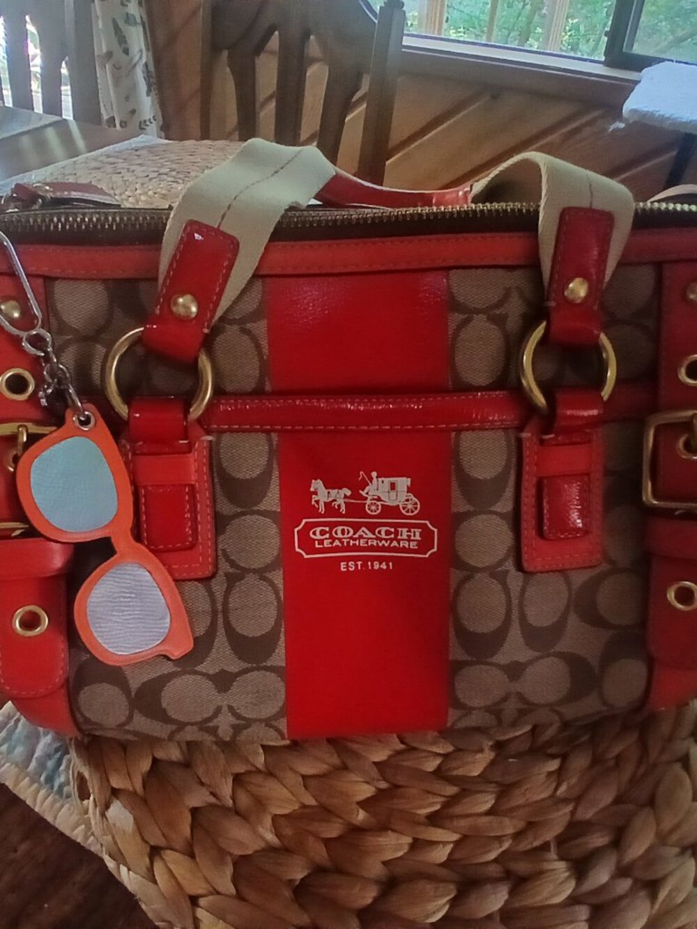 Y2K Coach Heritage Stripe XL Zip Satchel